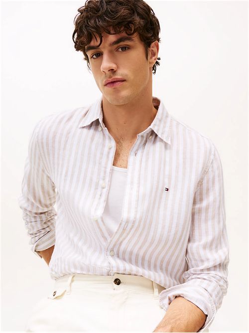 Camicia regular fit in lino a righe TOMMY HILFIGER | MW0MW385810AA